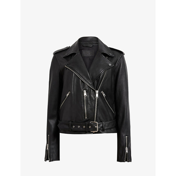  Allsaints Balfern belted-hem leather biker jacket