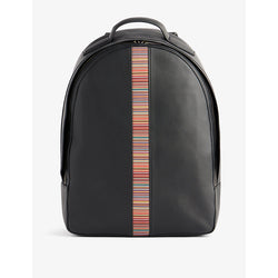 Paul Smith Striped-panel zipped grained-leather backpack | Paul Smith