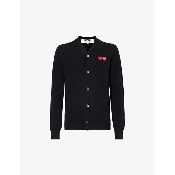 Comme Des Garcons Play Logo-embroidered V-neck wool-knit cardigan