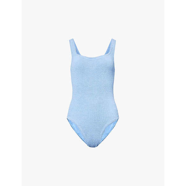 Hunza G Square-neck seersucker swimsuit