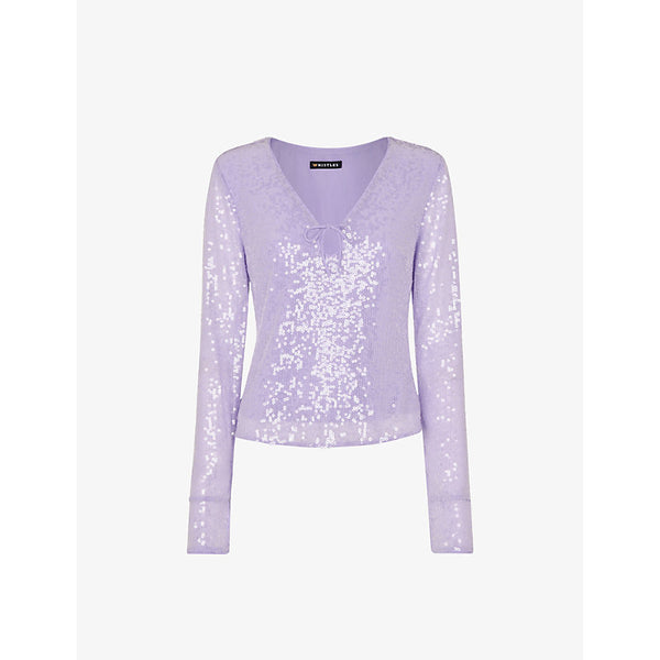 Whistles Nola tie-front sequin-embellished top | WHISTLES