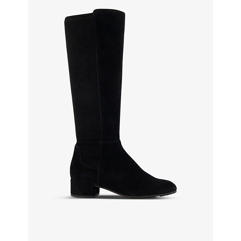 Dune Tayla wide-fit suede heeled knee-high boots