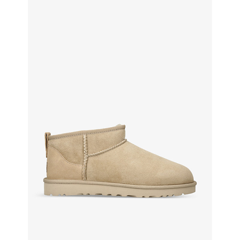  Ugg Classic Ultra Mini logo-patch suede and shearling ankle boots