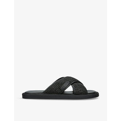 Kurt Geiger London Owen crossover-strap flat raffia sandals