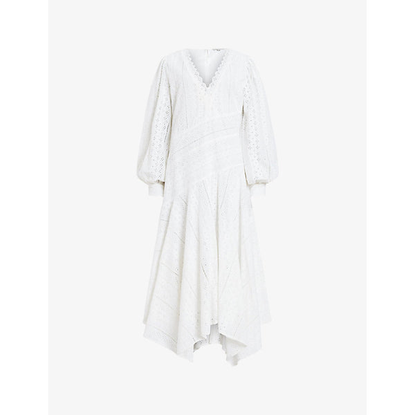 Allsaints Aviana broderie-angleise organic-cotton midi dress