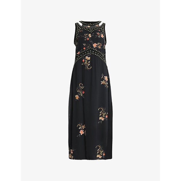 Allsaints Jessie Tanana floral-print stud-embellished woven midi dress