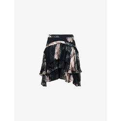 Allsaints Caverly Valley graphic-print woven mini skirt | ALLSAINTS