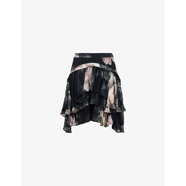 Allsaints Caverly Valley graphic-print woven mini skirt