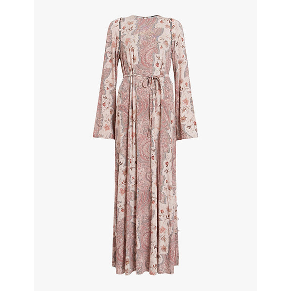 Allsaints Susannah Cascade graphic-print stretch-woven maxi dress