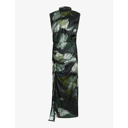 Allsaints Isa graphic-print woven midi dress | ALLSAINTS