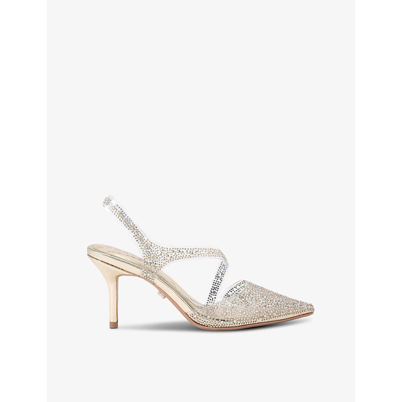  Carvela Symmetry crystal-embellished vinyl heeled courts