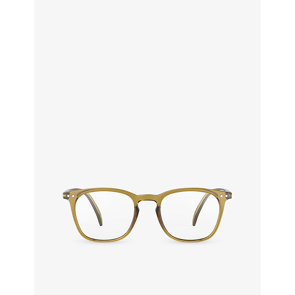 Izipizi #E square-framed golden green reading glasses