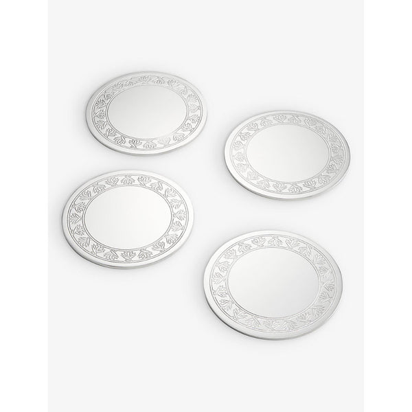 Soho Home Rochester engraved silver-plated coasters set of four