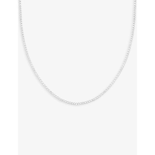  Astrid & Miyu Gleam rhodium-plated brass and zirconia chain necklace