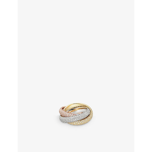 Cartier Trinity large 18ct white-gold, yellow-gold, rose-gold and 3.02ct round-brilliant diamond ring