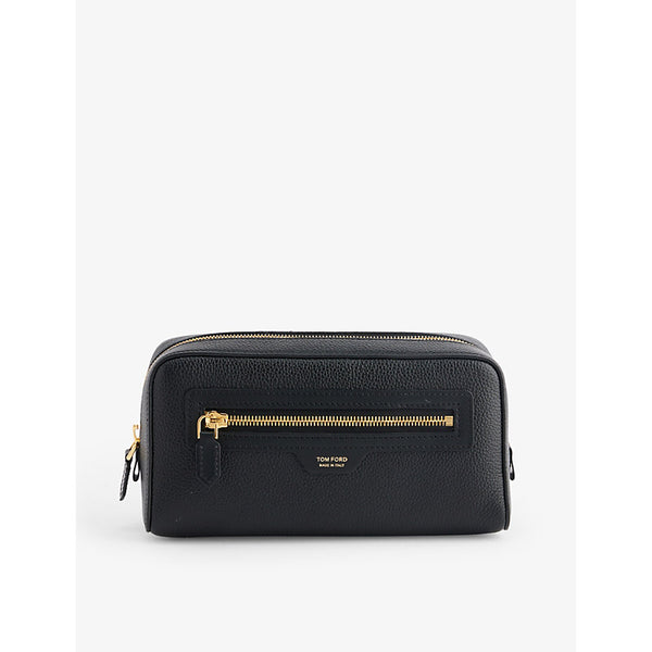  Tom Ford Brand-foiled grained leather toiletry bag