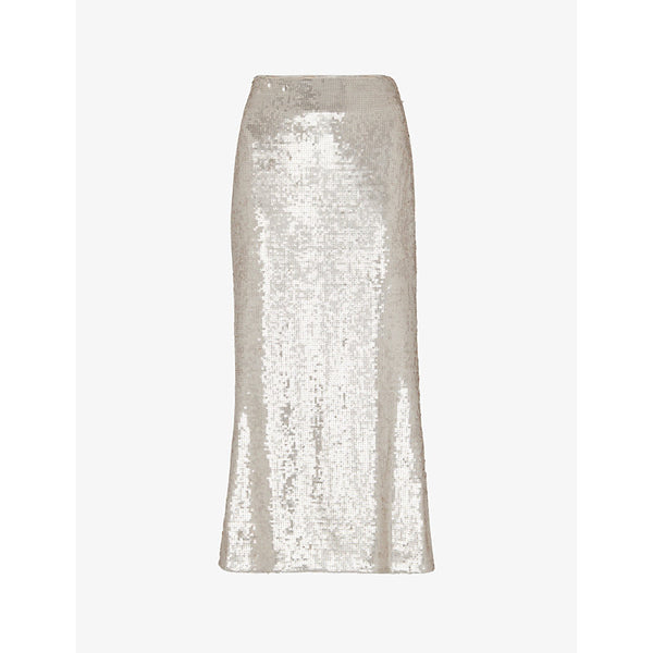 Whistles Sequin-embellished regular-fit recycled polyester-blend midi skirt | WHISTLES