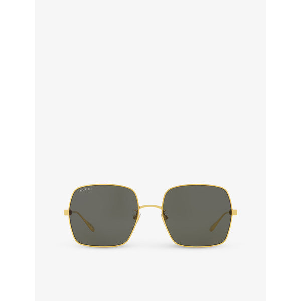  Gucci GC002133 GG1434S square-frame metal sunglasses