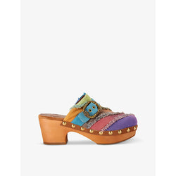 Kurt Geiger London Mayfair buckle-embellished woven heeled clogs