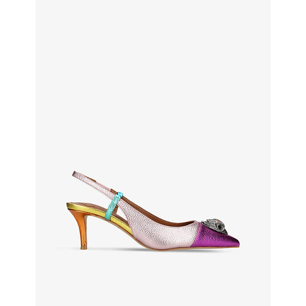 Kurt Geiger London Belgravia eagle head-embellished sling-back leather heeled courts