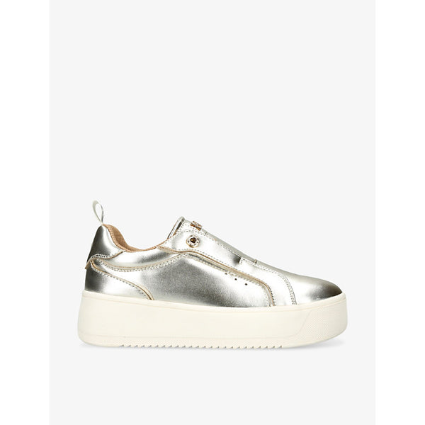  Kg Kurt Geiger Lucia branded metallic faux-leather low-top trainers