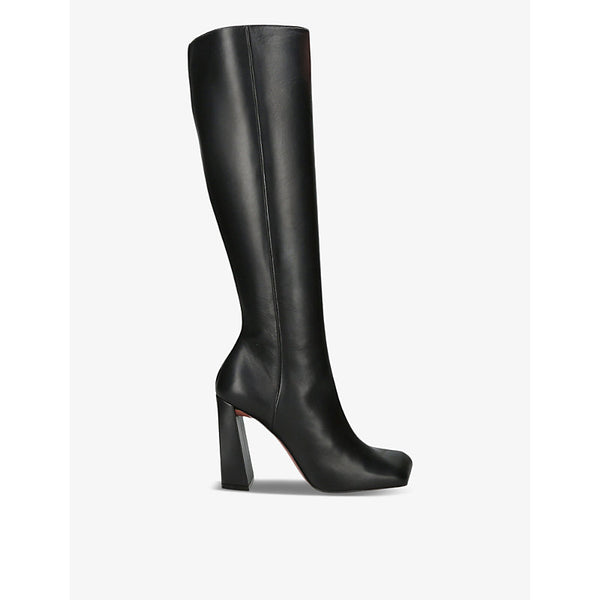 Amina Muaddi Marine square-toe leather heeled knee-high boots