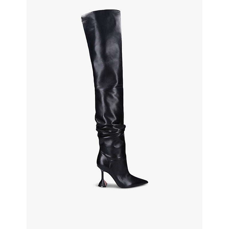 Amina Muaddi Olivia leather over-the-knee boots