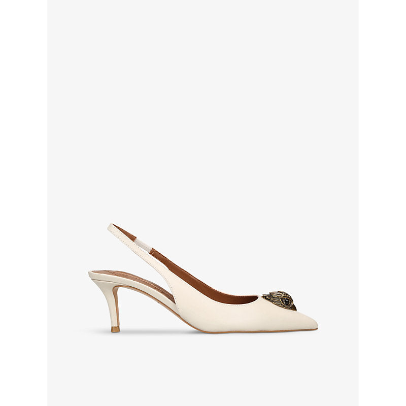  Kurt Geiger London Belgravia eagle-embellished leather heeled slingbacks