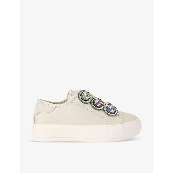 Kurt Geiger London Laney Octavia crystal-embellished leather low-top trainers