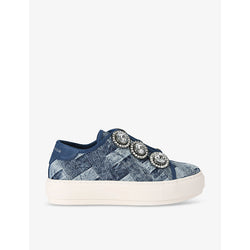 Kurt Geiger London Laney Octavia crystal-embellished woven low-top trainers