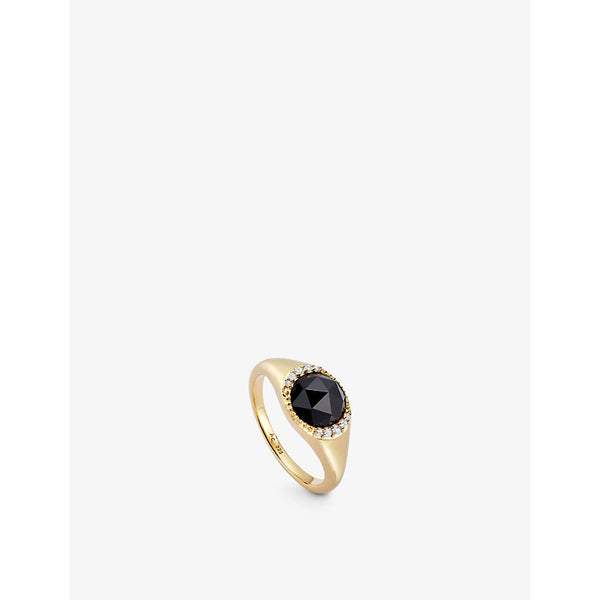 Astley Clarke Luna 18ct yellow gold-plated vermeil sterling-silver and onyx signet ring