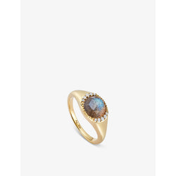 Astley Clarke Luna 18ct yellow gold-plated vermeil sterling-silver and labradorite signet ring