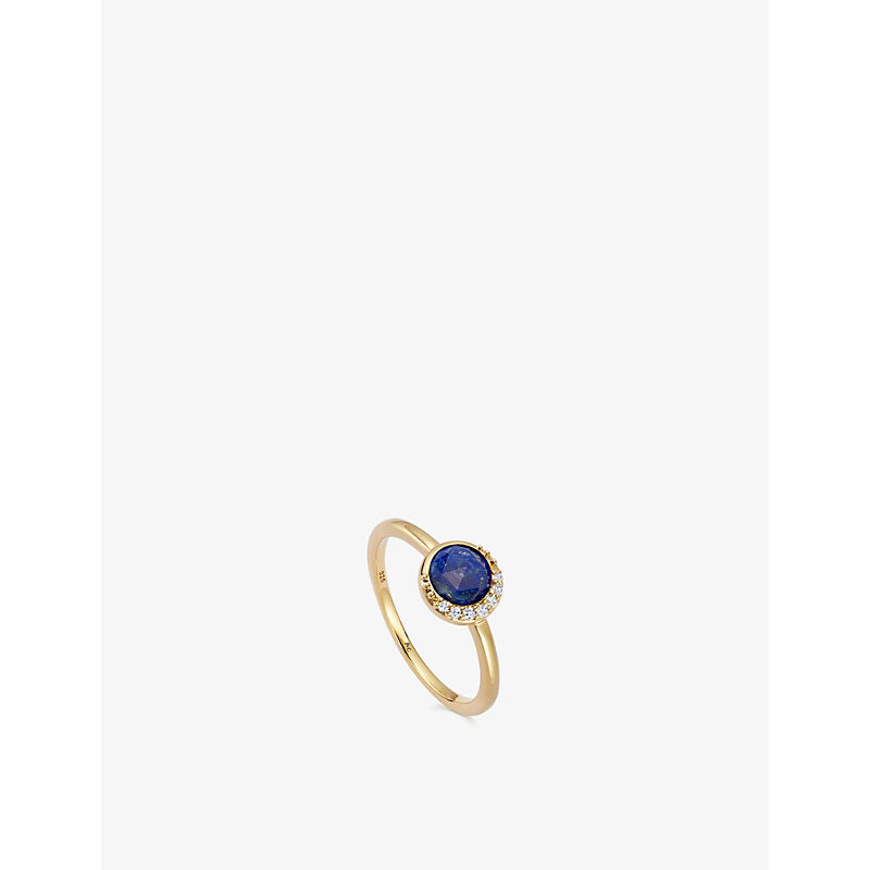 Astley Clarke Luna 18ct yellow gold-plated vermeil sterling silver, lapis lazuli and white sapphire ring