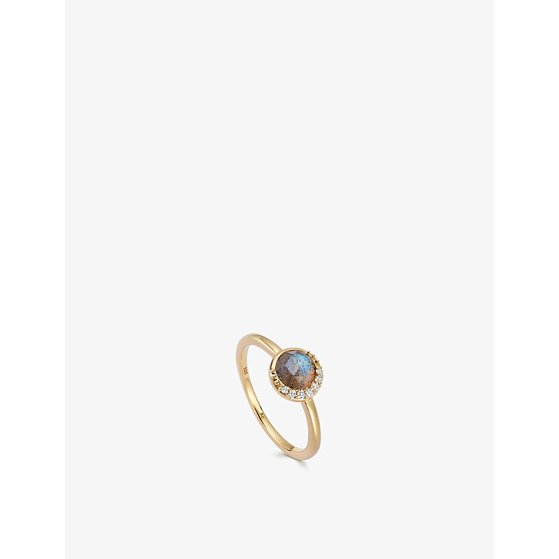 Astley Clarke Luna 18ct yellow gold-plated vermeil sterling-silver sapphire and labradorite ring