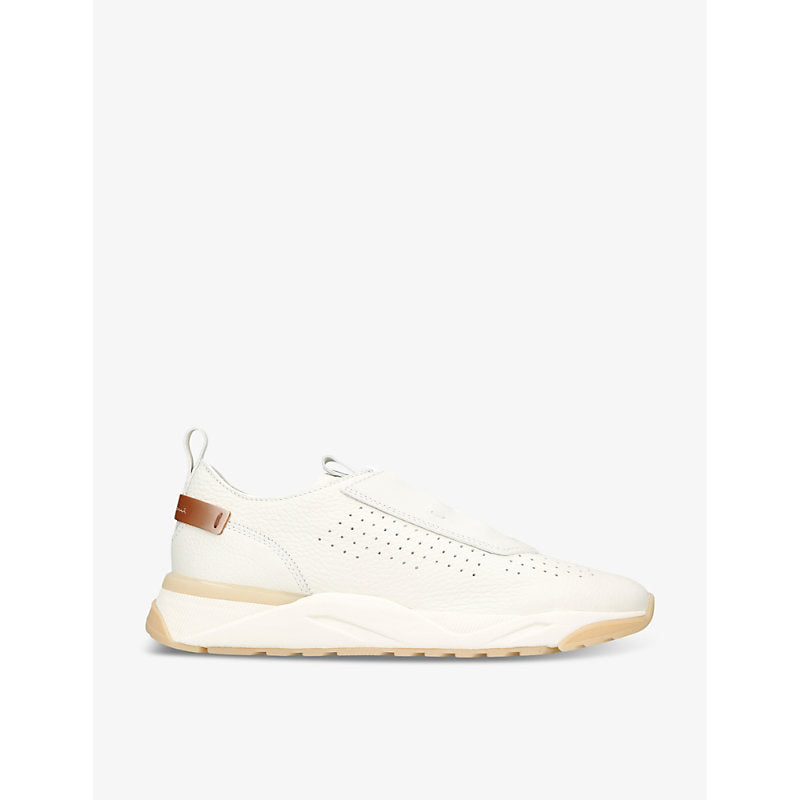 Santoni Perforated leather low-top trainers