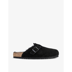 Birkenstock Boston logo-embossed shearling-lined suede clogs