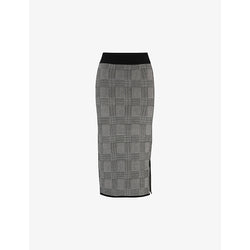  Boss Jacquard-pattern stretch-knit pencil skirt