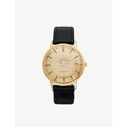 Reselfridges Watches Pre-loved Omega Constellation Pie Pan 18ct yellow-gold and leather automatic watch