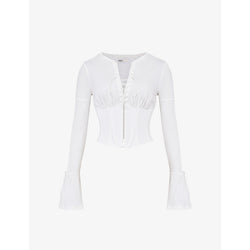  House Of Cb Anissa lace-up stretch-woven top