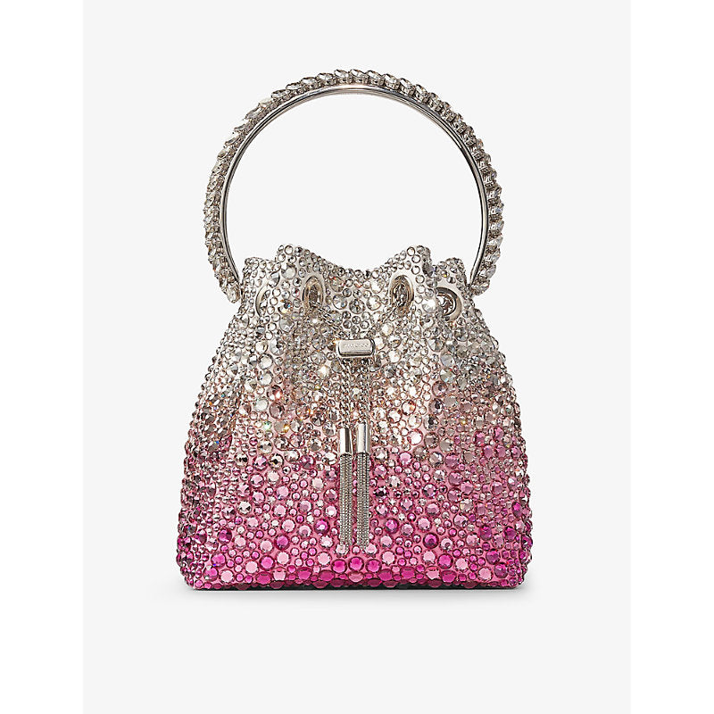 Jimmy Choo Bon Bon crystal-embellished satin top-handle bag | JIMMY CHOO