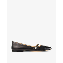 Jimmy Choo Elisa pearl-embellished patent-leather ballet flats