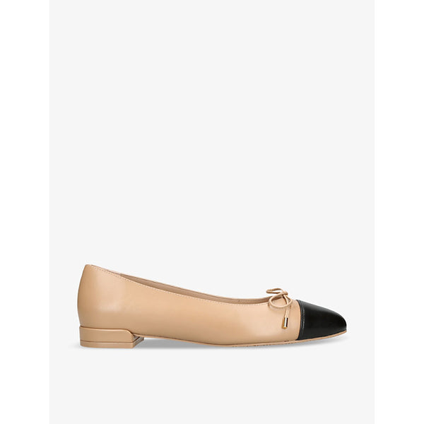 Stuart Weitzman Sleek bow-embroidered leather ballet flats