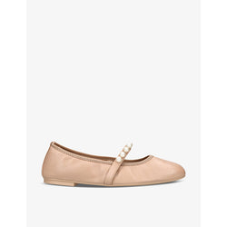 Stuart Weitzman Goldie pearl-embellished leather ballet flats