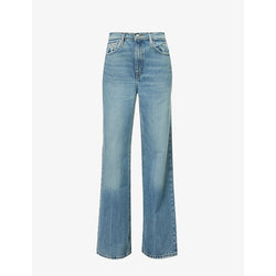  Frame Le Jane faded-wash wide-leg high-rise organic and recycled-denim jeans