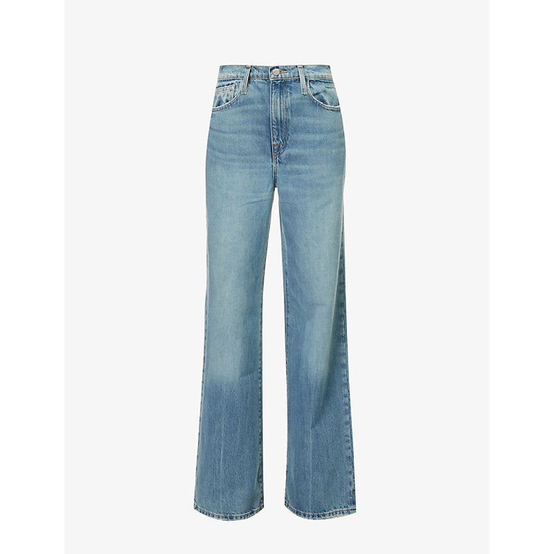  Frame Le Jane faded-wash wide-leg high-rise organic and recycled-denim jeans