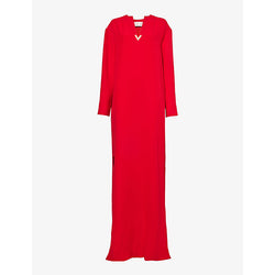 Valentino Garavani V-neck logo-plaque silk gown | VALENTINO GARAVANI