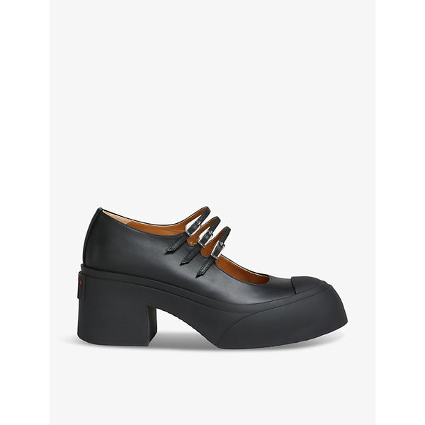 Marni Platform-heel brand-embossed leather heeled courts | Marni