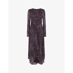 Whistles Feather leopard-print stretch-recycled polyester midi dress