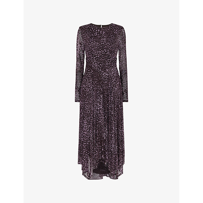 Whistles Feather leopard-print stretch-recycled polyester midi dress