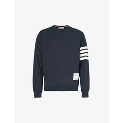  Thom Browne Classic brand-stripe cotton-jersey sweatshirt